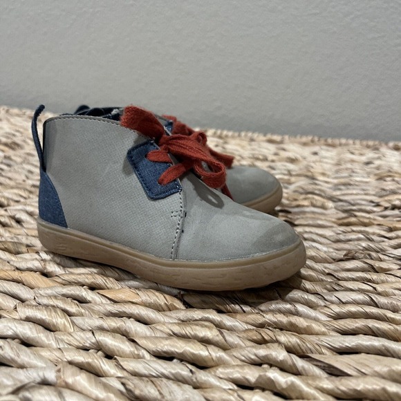 Genuine Kids Oshkosh Shoes Boys size 9 boot Toddler Blue Orange‎ Tan Lace Up Zip - Picture 1 of 10